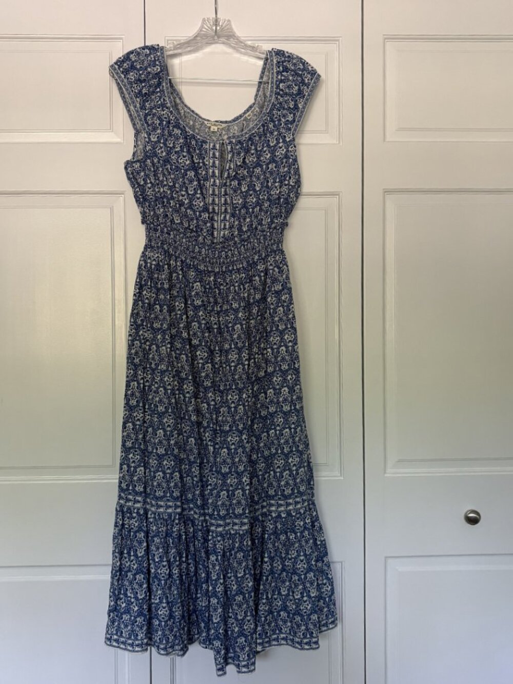 EUC MAX STUDIO Smocked Fit & Flare Maxi Dress, Blue, Size XL - Picture 3 of 10